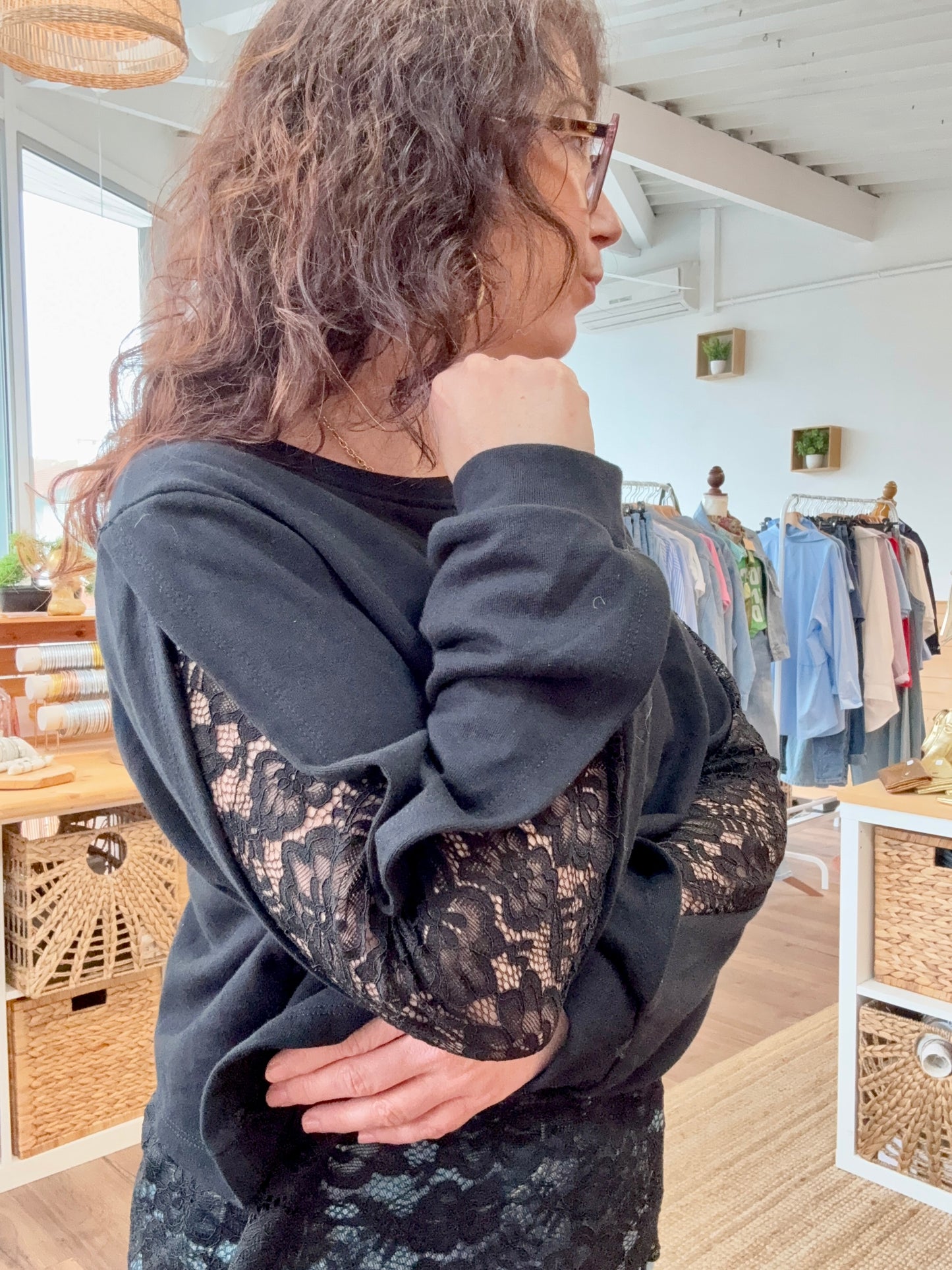 Sweat dentelle noir