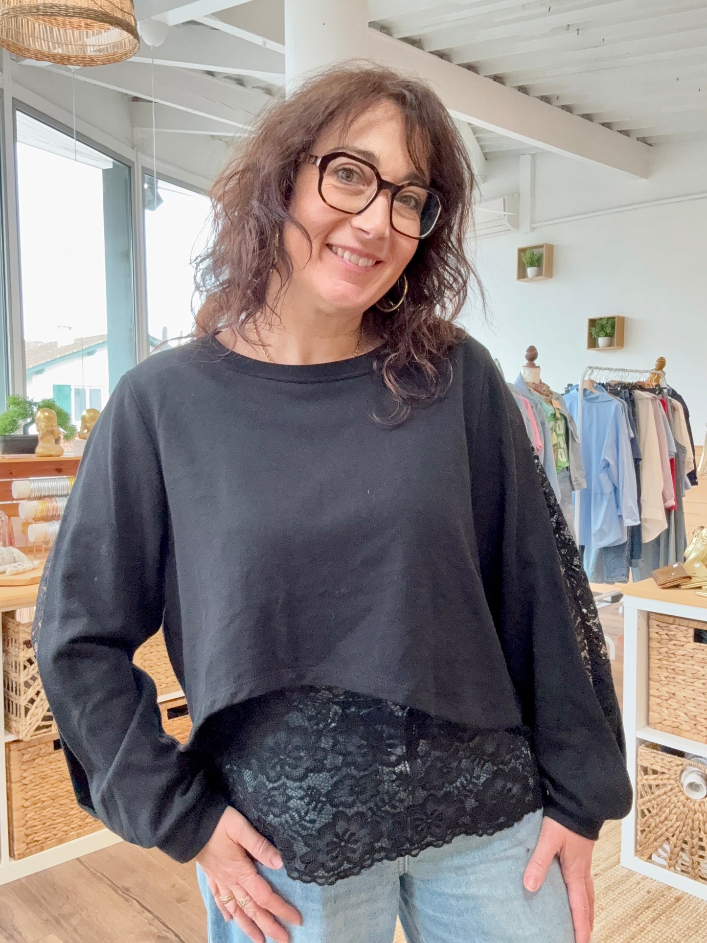 Sweat dentelle noir