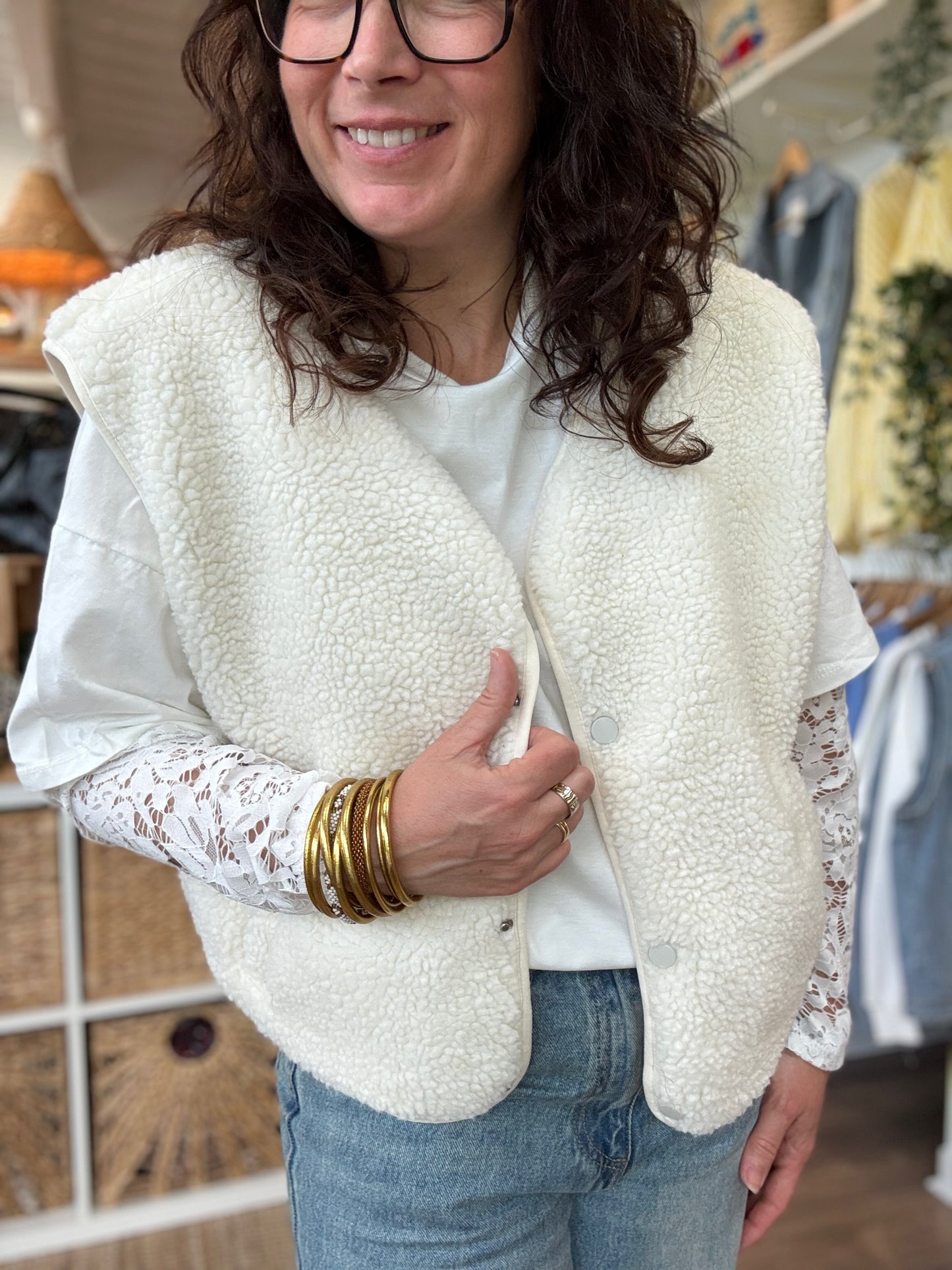 Veste sans Manche LOLA Ecru