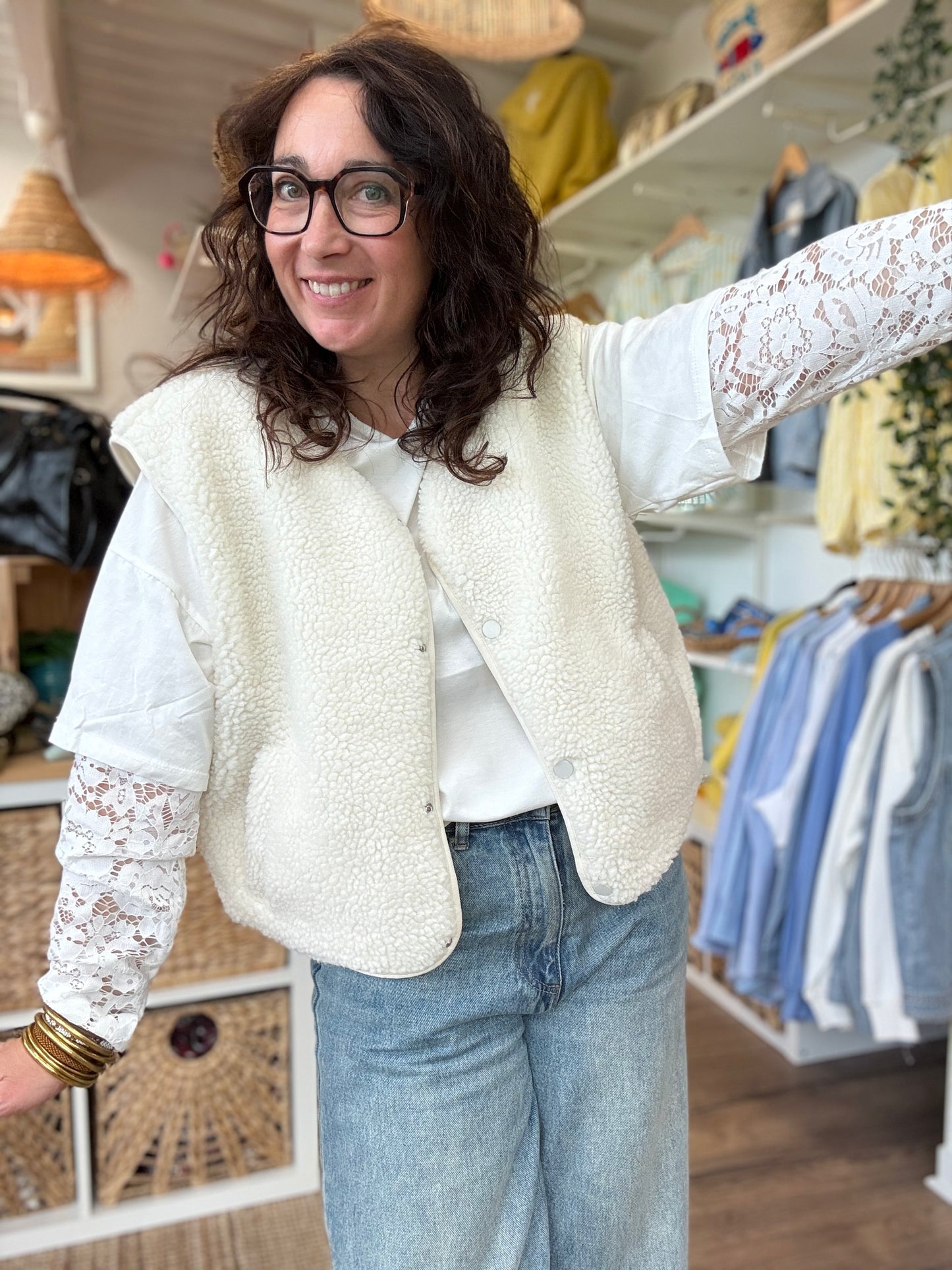 Veste sans Manche LOLA Ecru