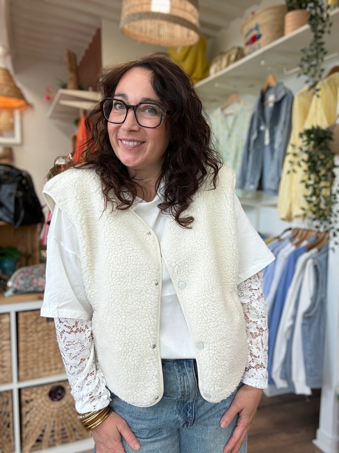 Veste sans Manche LOLA Ecru