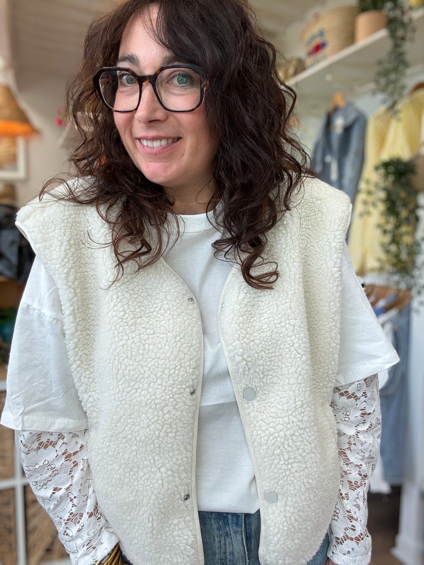Veste sans Manche LOLA Ecru