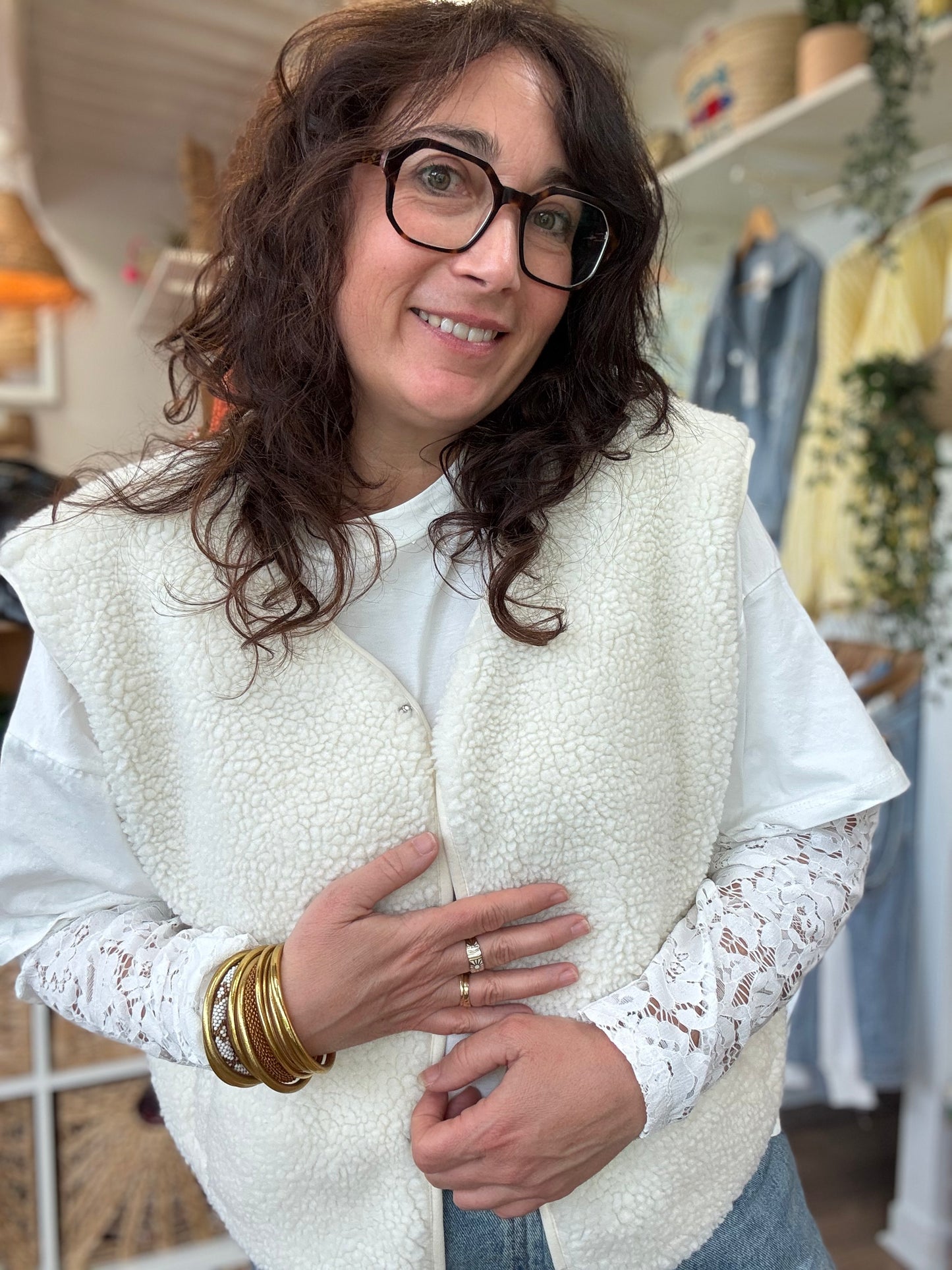 Veste sans Manche LOLA Ecru