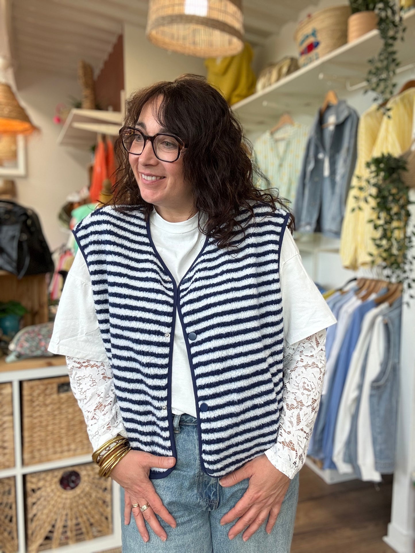 Veste sans Manche LOLA Marinière Bleu