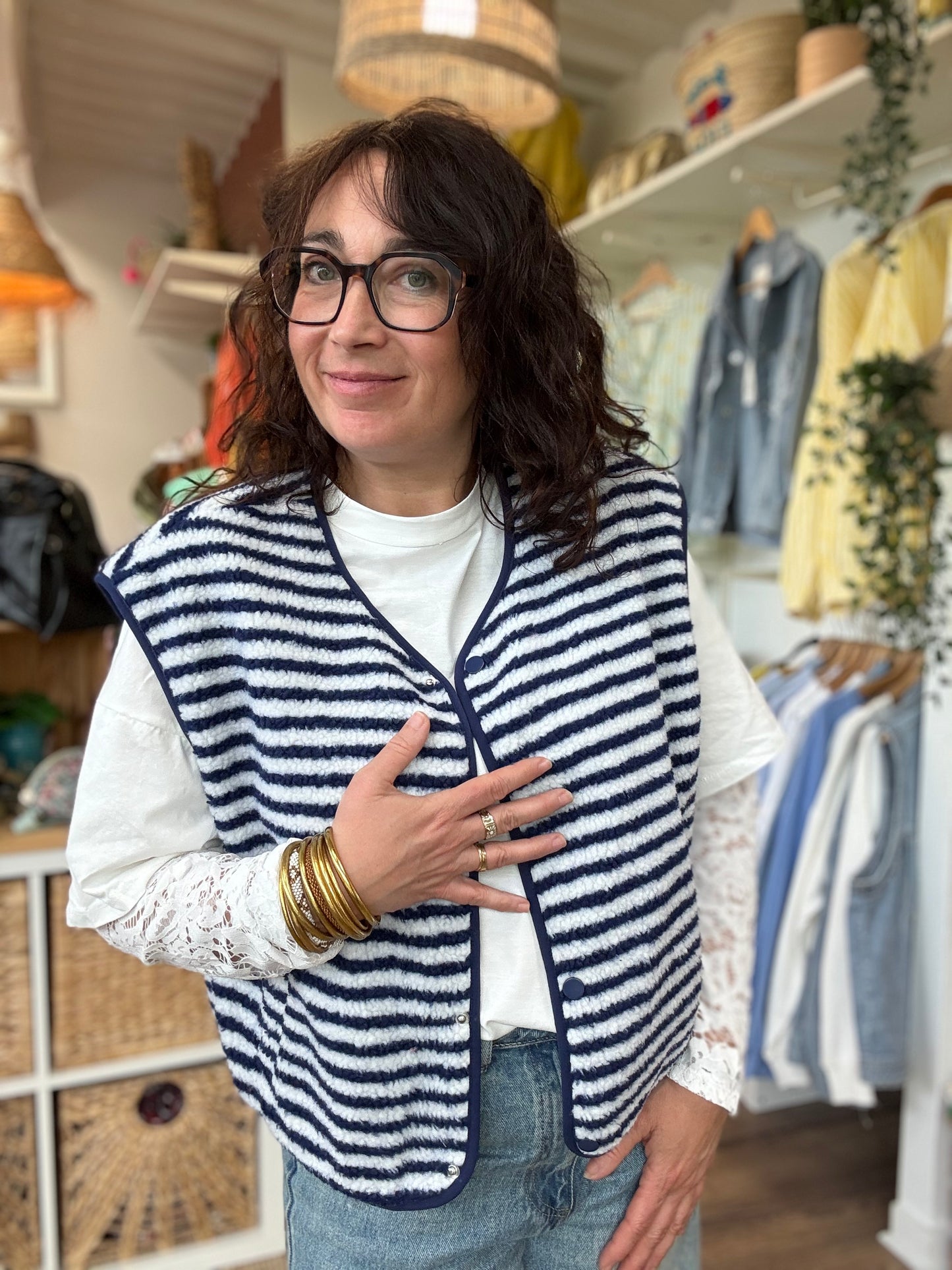 Veste sans Manche LOLA Marinière Bleu