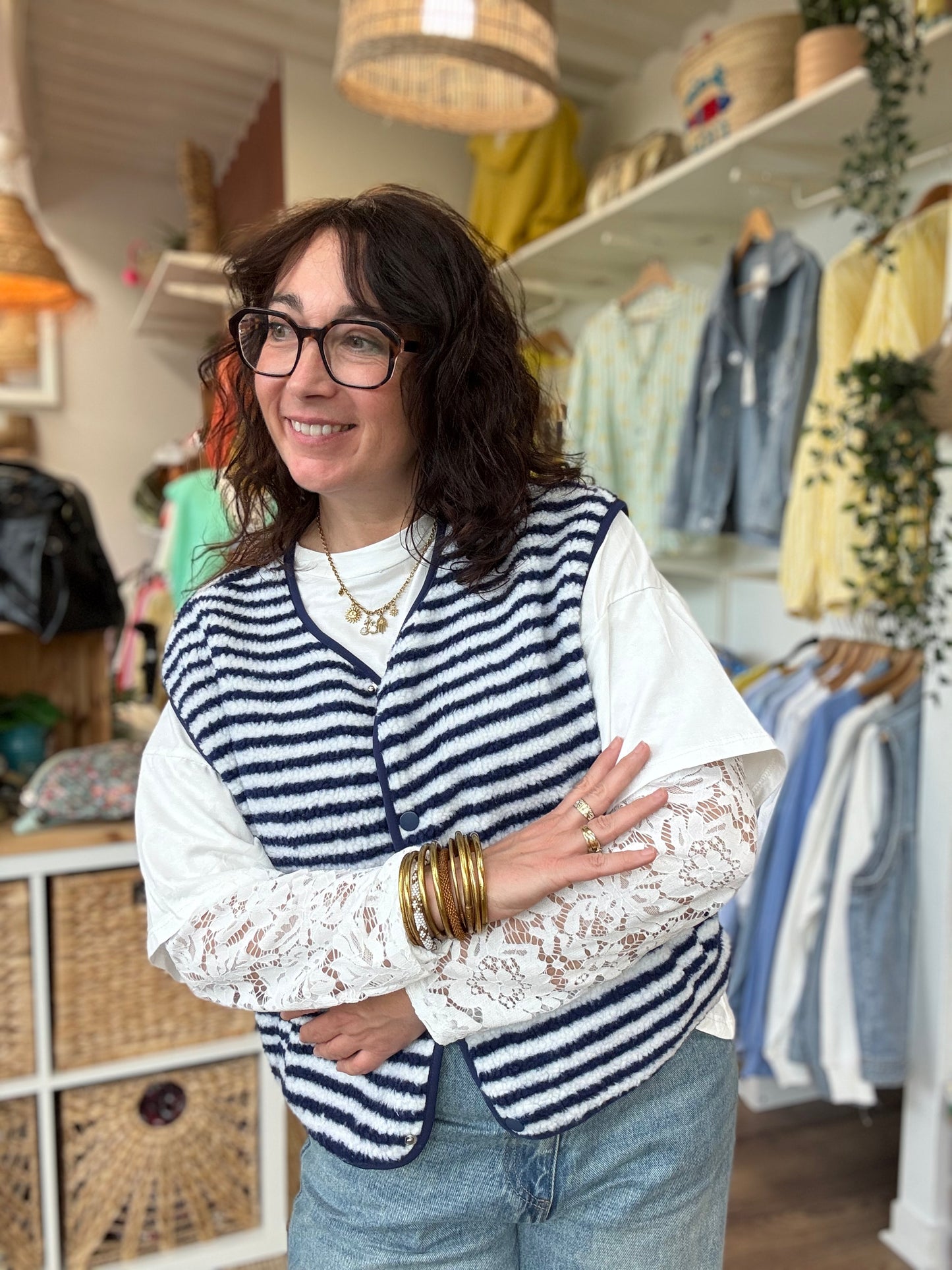 Veste sans Manche LOLA Marinière Bleu