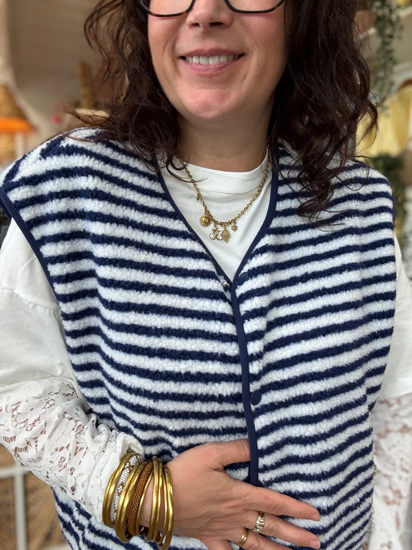 Veste sans Manche LOLA Marinière Bleu