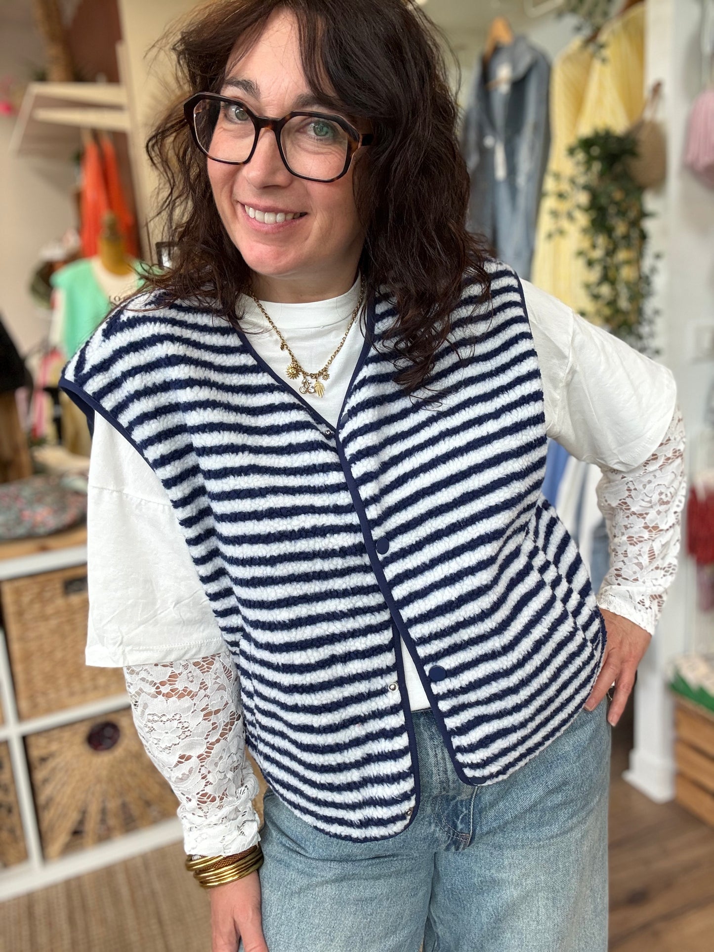 Veste sans Manche LOLA Marinière Bleu