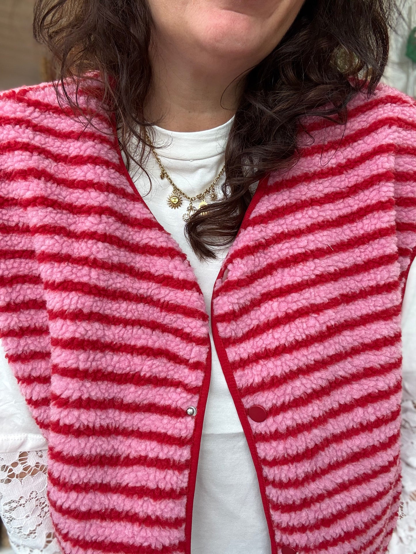 Veste Sans Manche LOLA Marinière Rose