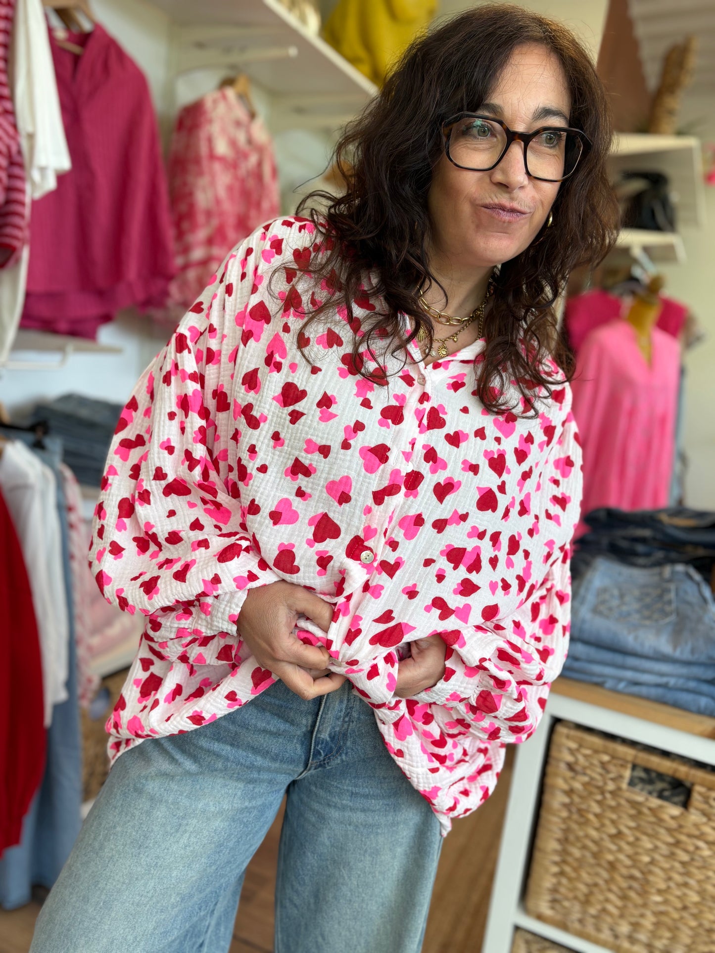 Chemise Gaze de coton oversize Coeur