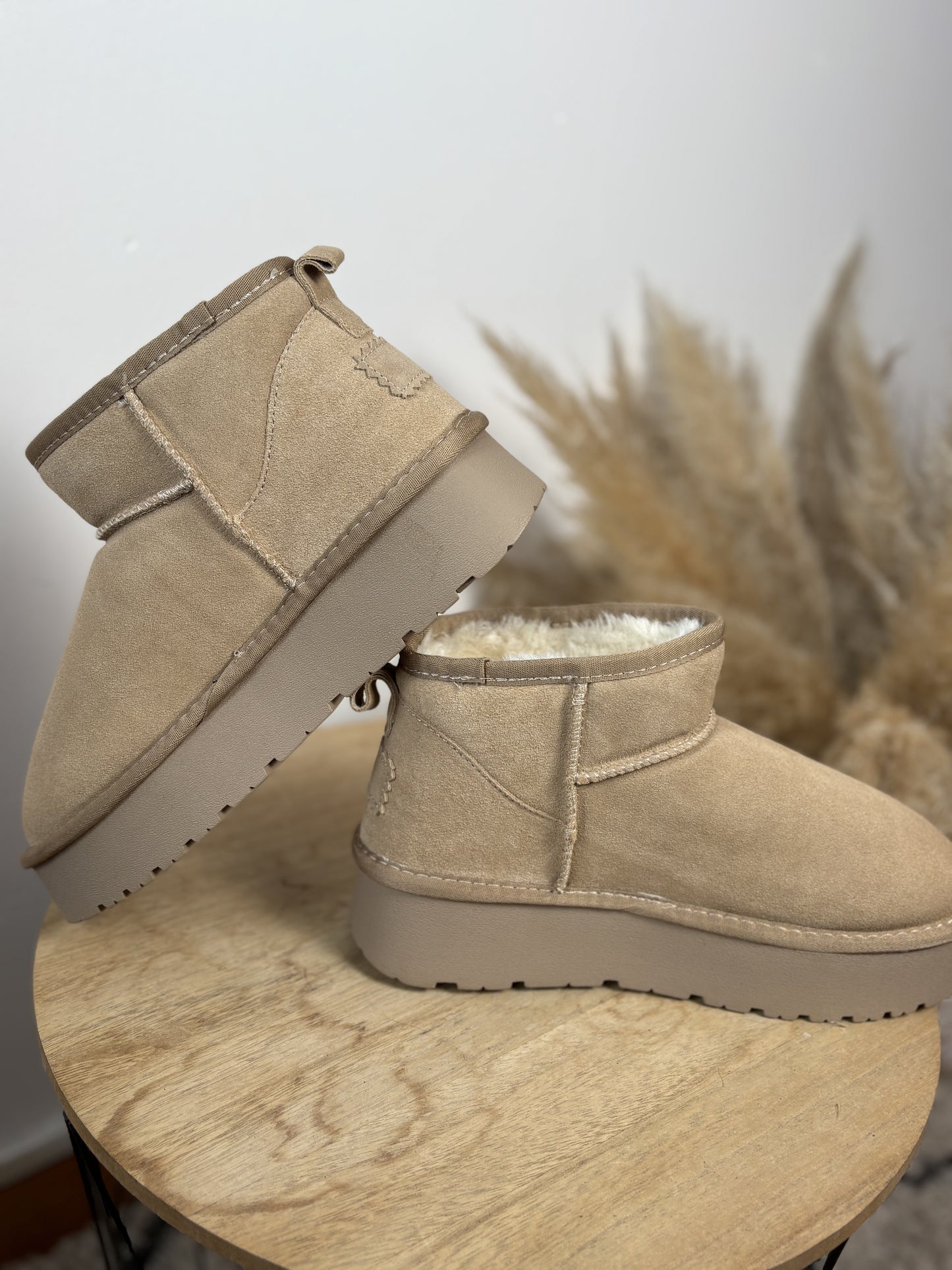 Boots cuir Beige