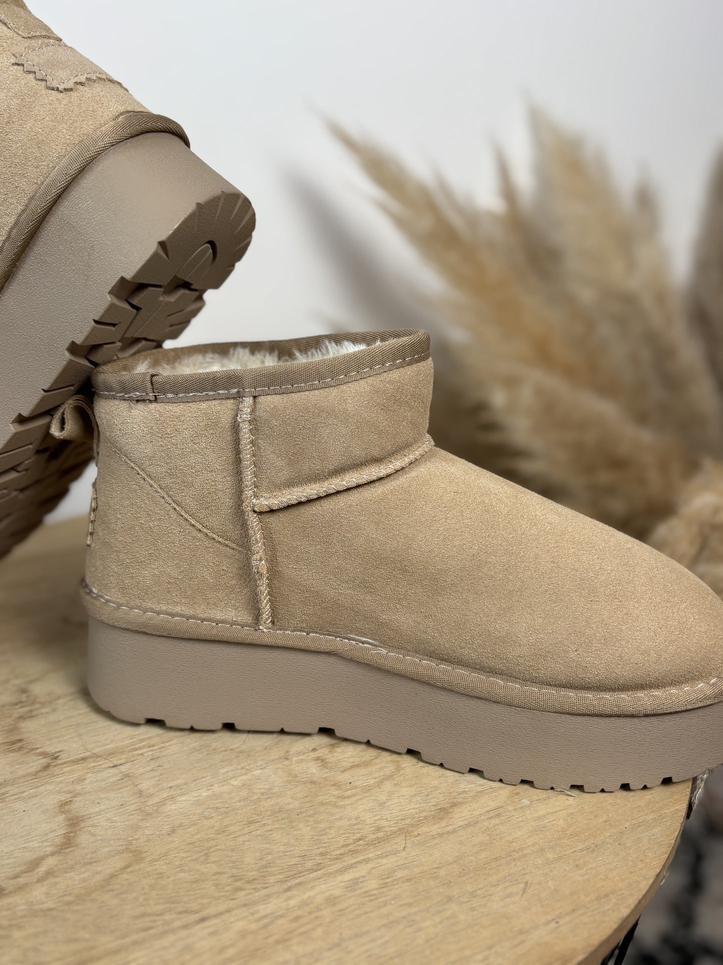 Boots cuir Beige