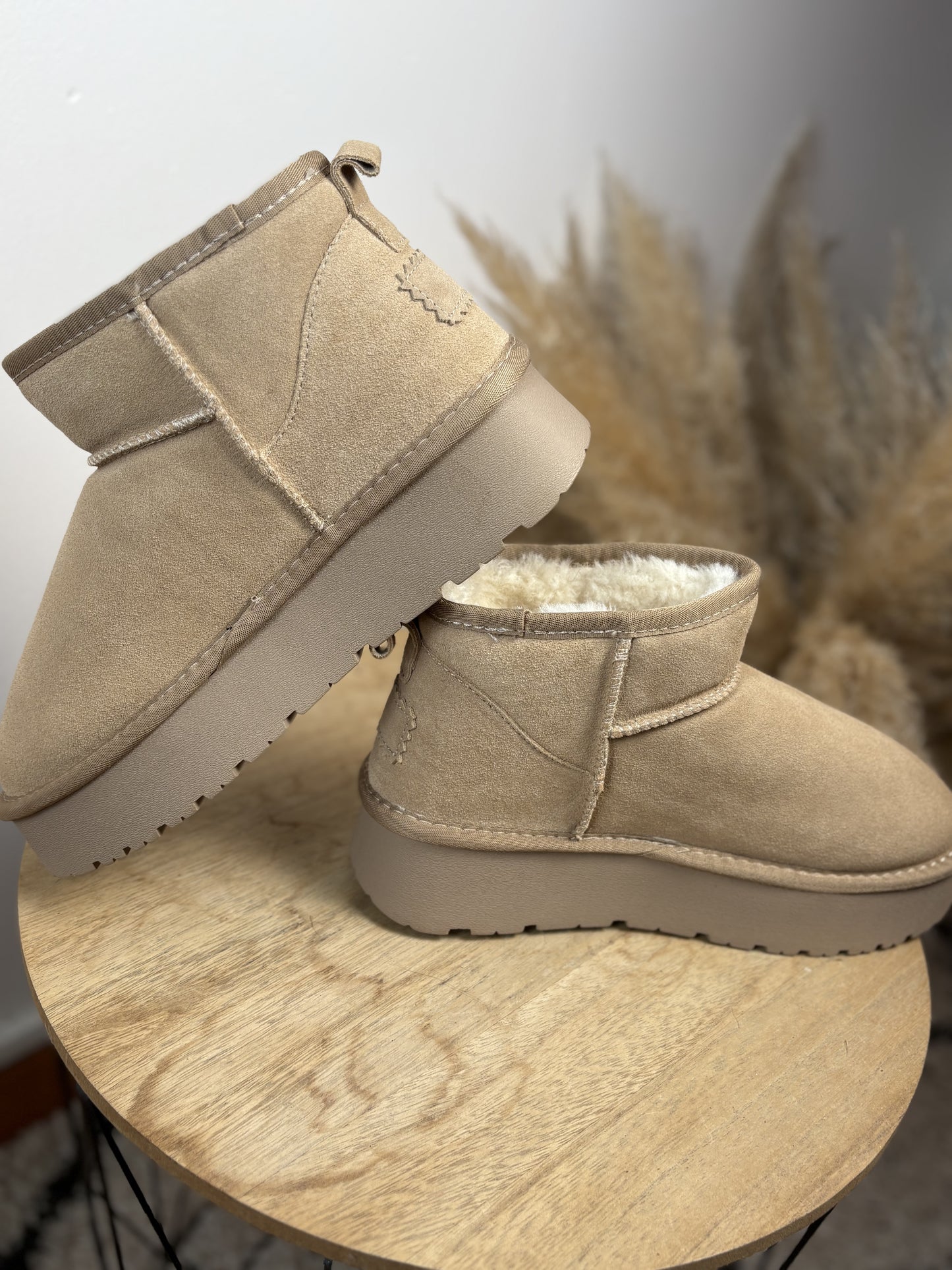 Boots cuir Beige