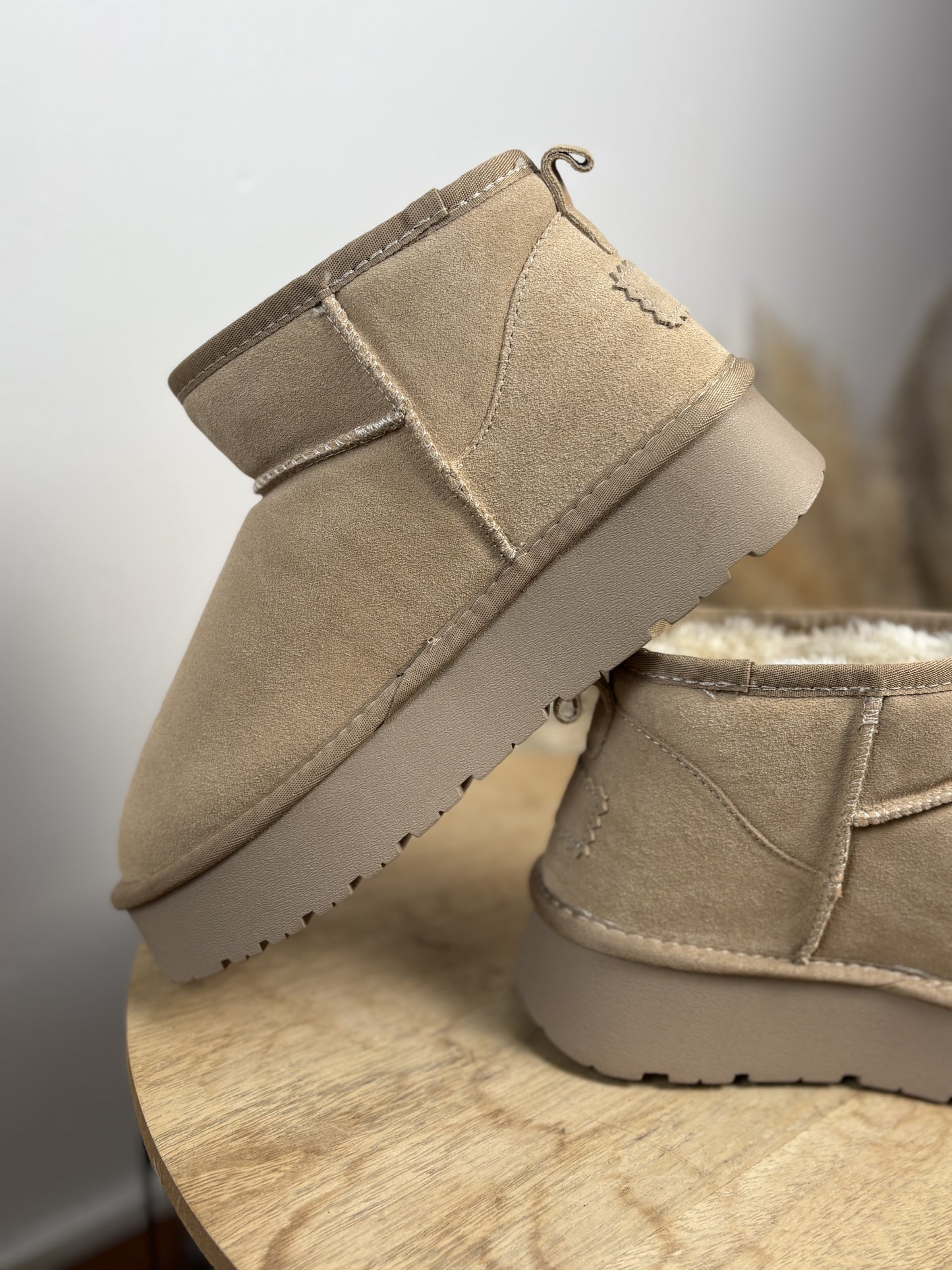 Boots cuir Beige