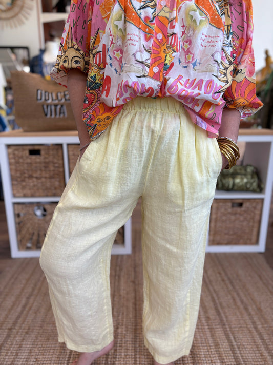 Pantalon en lin magique jaune