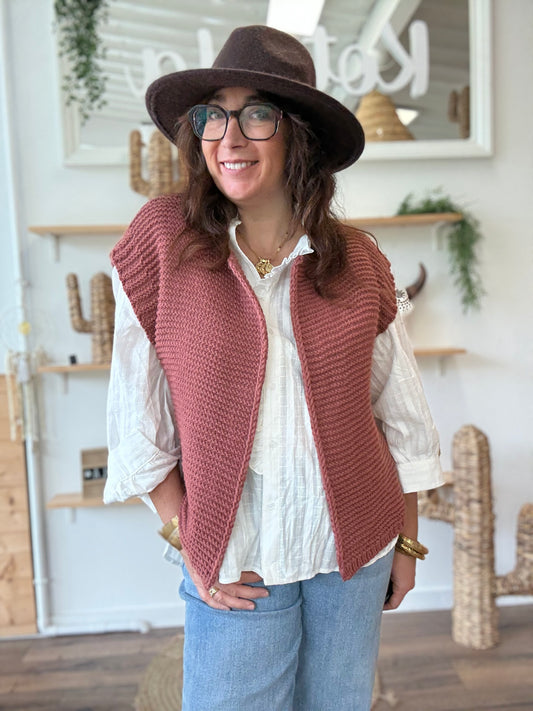 Gilet sans manches cow girl terracota