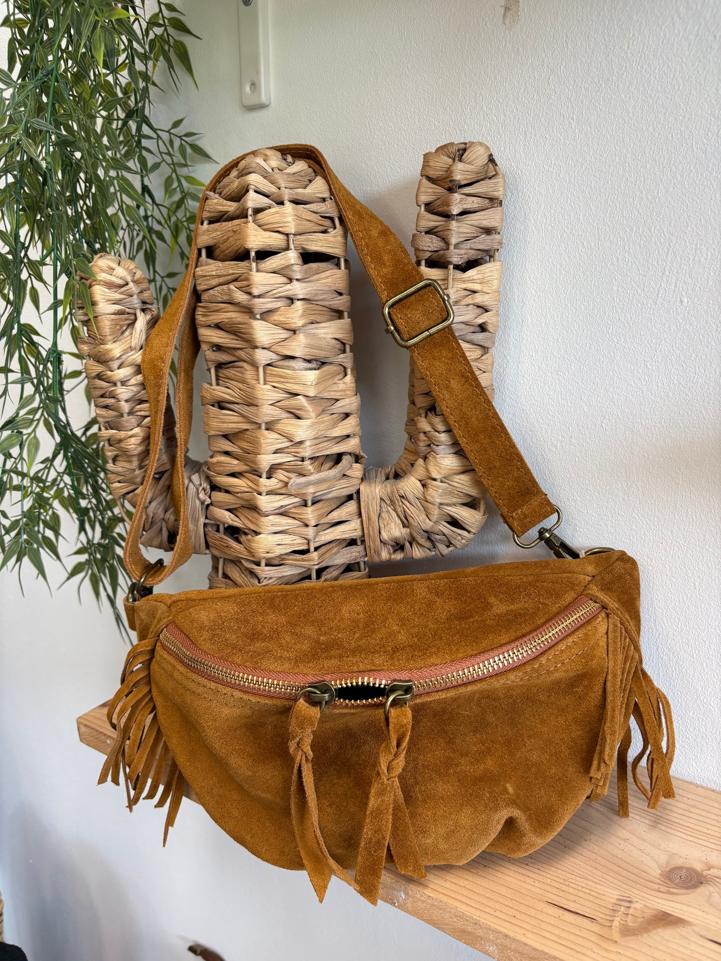 Banane cuir daim camel