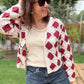 Gilet crochet bordeaux /ecru