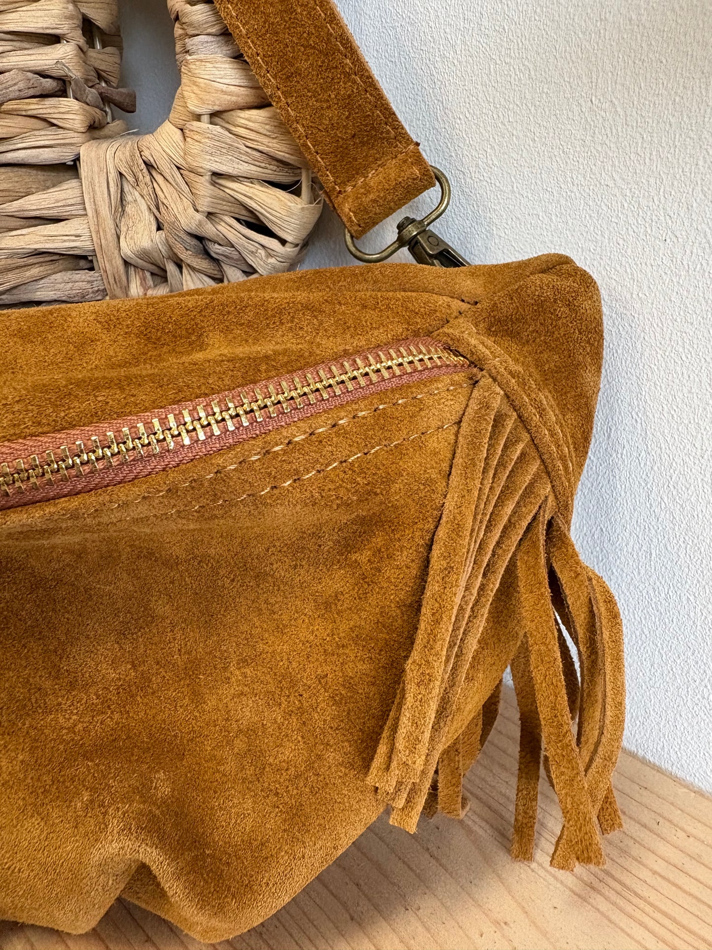 Banane cuir daim camel