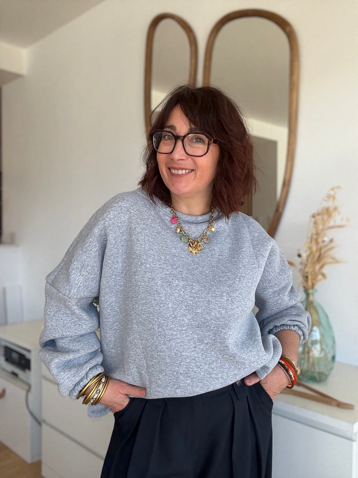 Sweat self Love gris / rouge