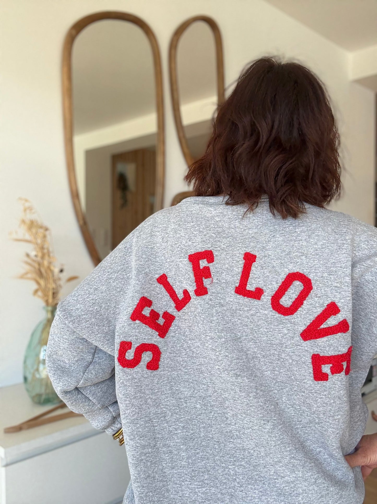 Sweat self Love gris / rouge