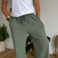 Pantalon palazzo gaze de coton kaki