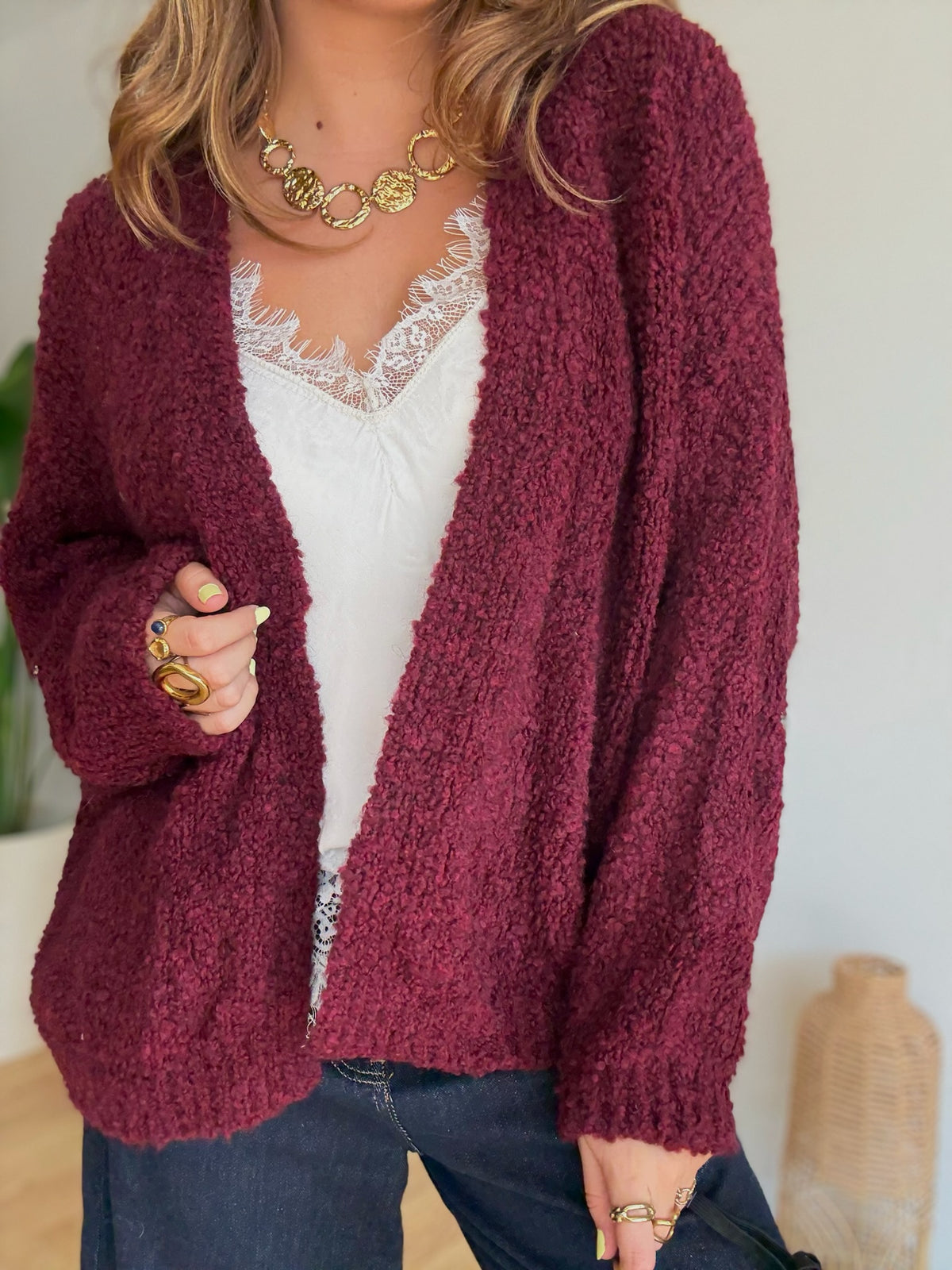 Gilet doudou étoile bordeaux