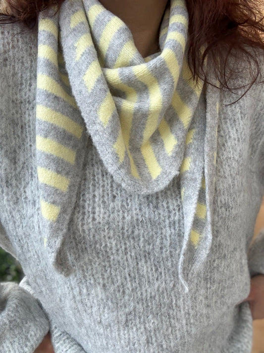 Foulard echarpe triangle Bonny gris jaune