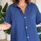 Robe chemise en gaze de coton Marine