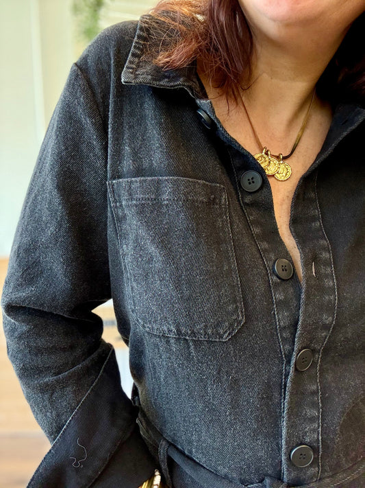 Combi manches longues jean noir