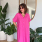 Robe chemise en gaze de coton fuchsia🩷
