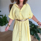 Robe chemise gaze de coton jaune
