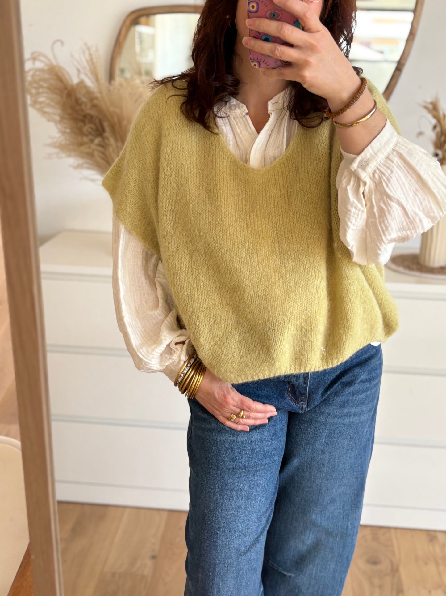 Pull Leon sans manches vert