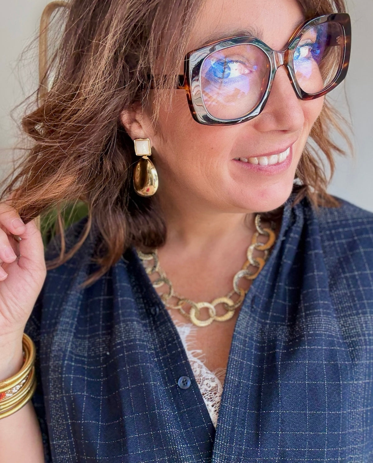 Boucles Alma doré écru