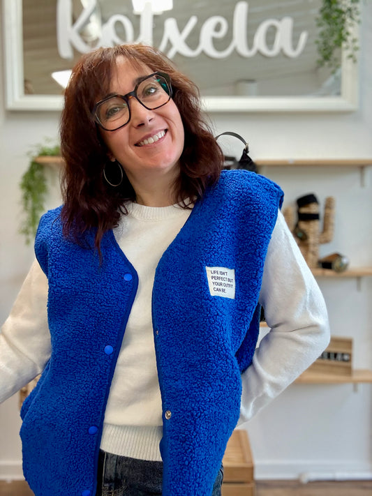 Veste Teddy bleu roi