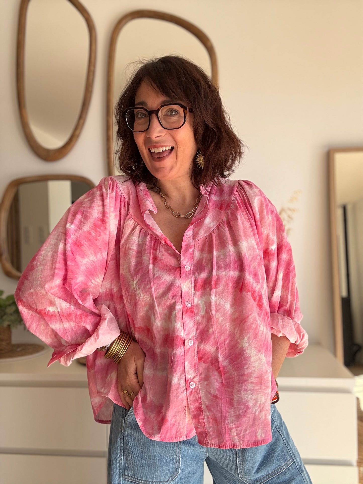 Chemisier pink Tie and Dye