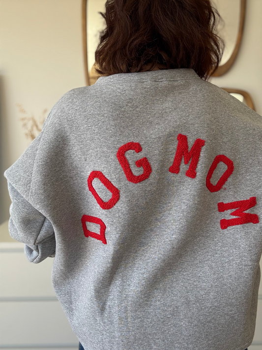 Sweat DOG MOM gris rouge