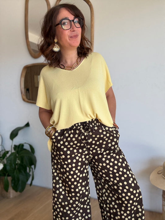 Pantalon pois choco jaune