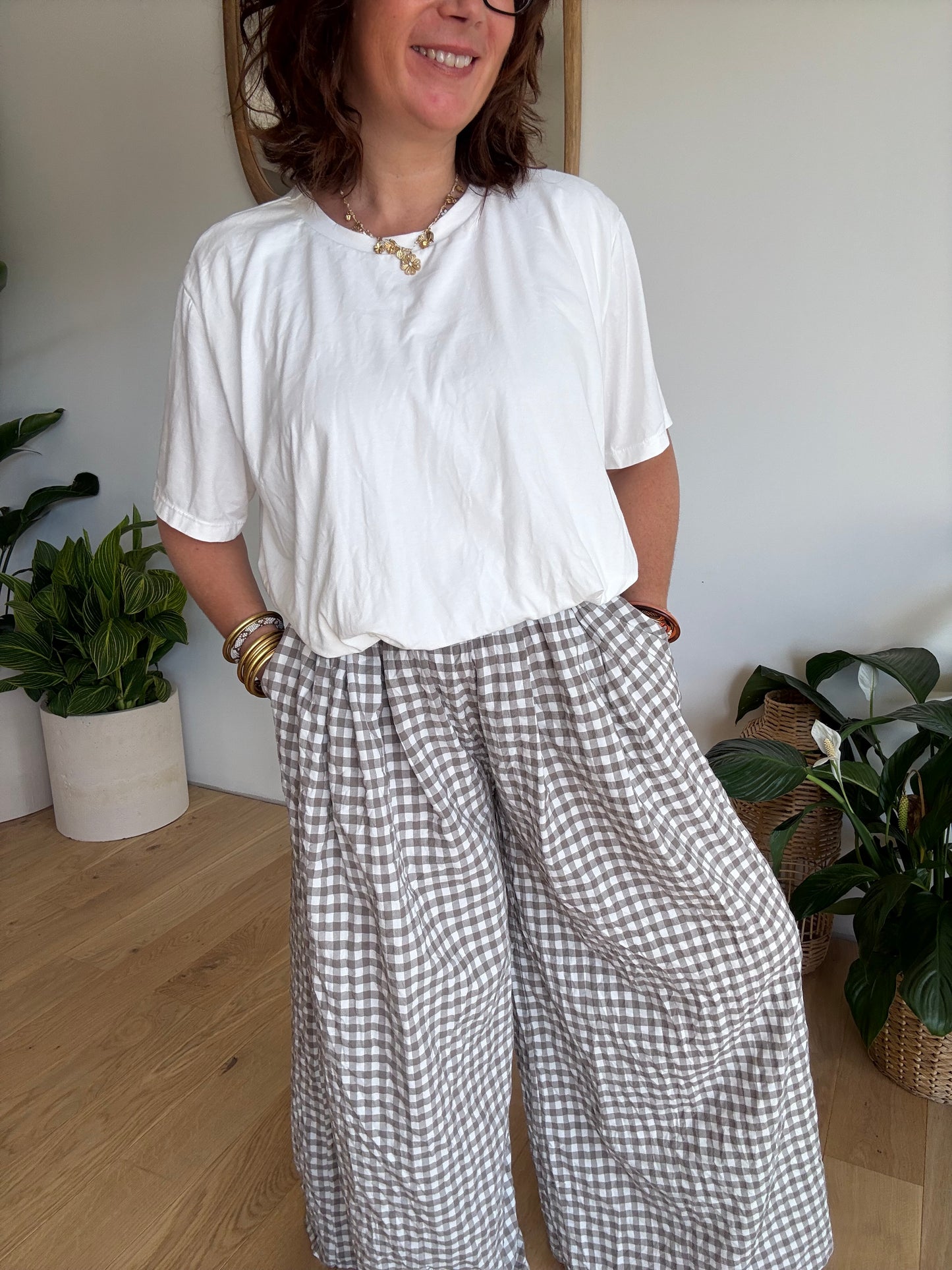 Pantalon Vichy Beige