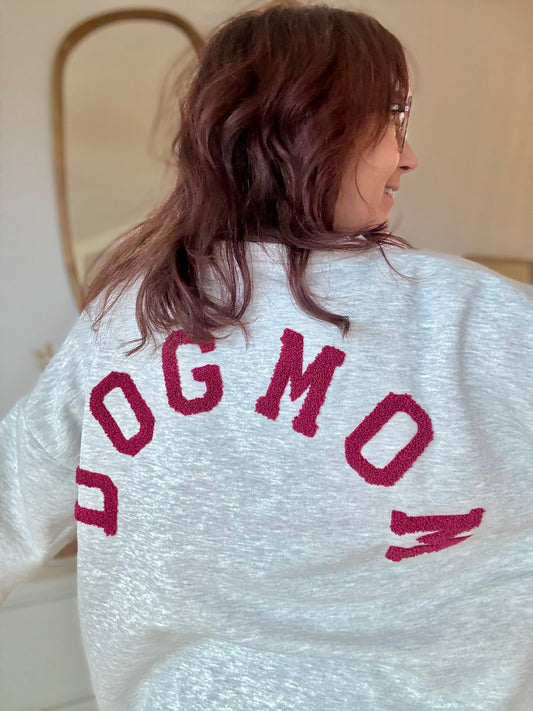 Sweat Dog Mom gris clair /bordeaux