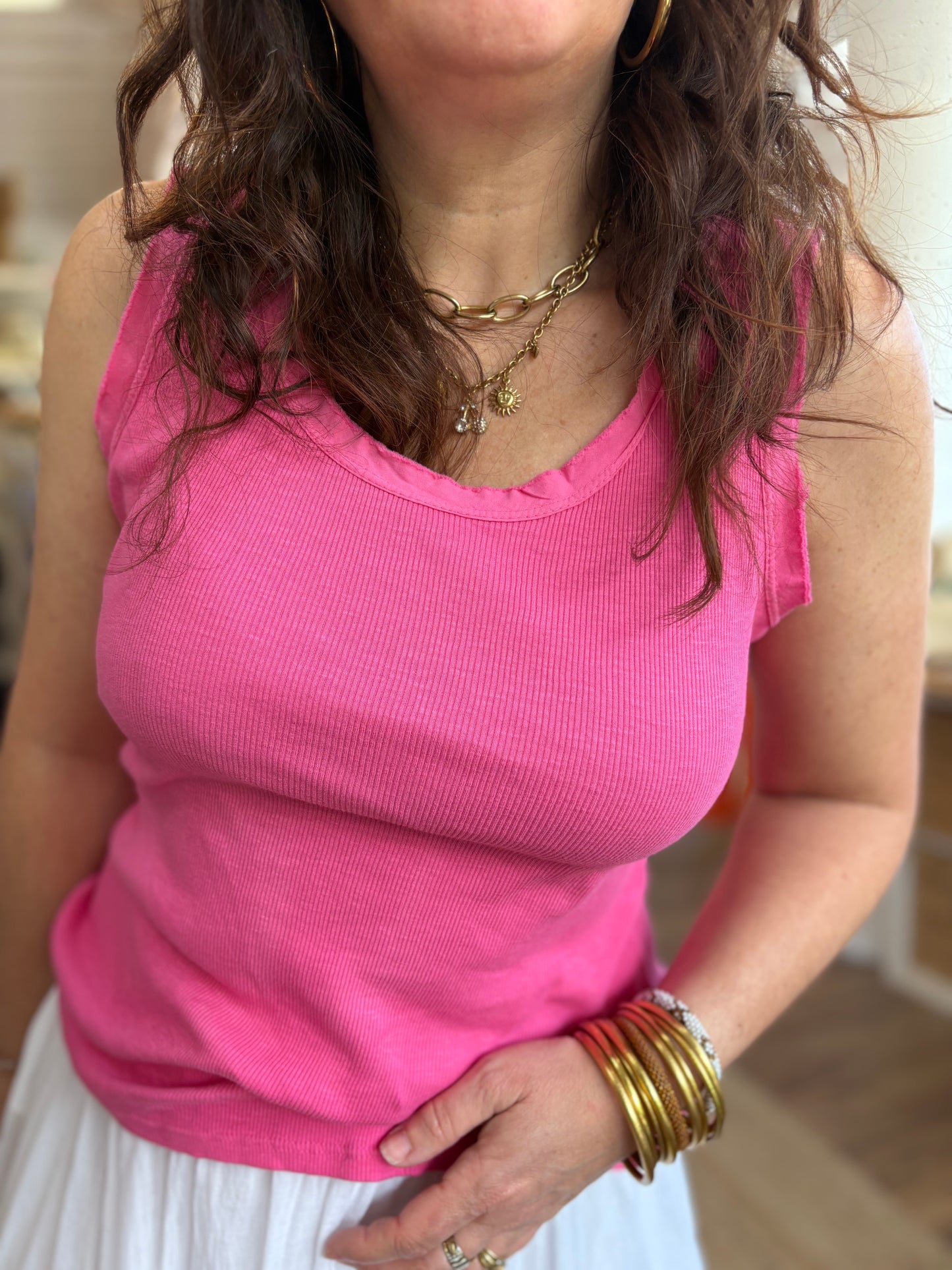 Débardeur coton rose