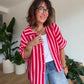Chemise Rayée Gaze de Coton Rose & Rouge