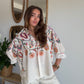 Chemise impression style broderies