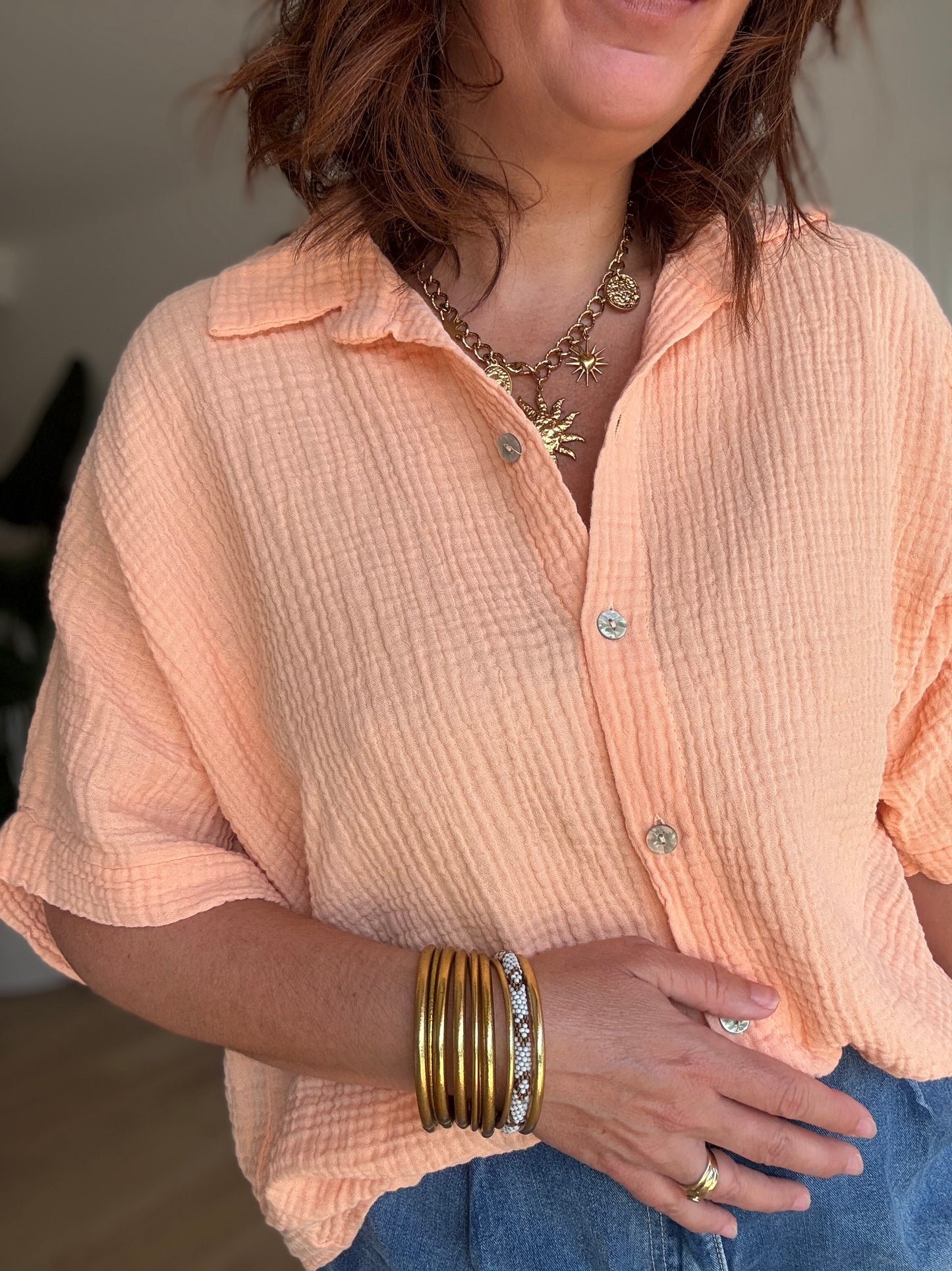 Chemise Gaze de Coton Saumon