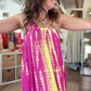 Robe SAMBAIA Fuchsia jaune fluo