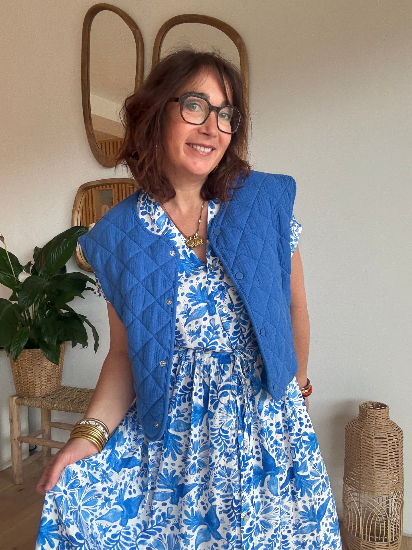 Veste matelassé bleu roi