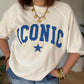Sweat Iconic manches 3/4 bleu écru