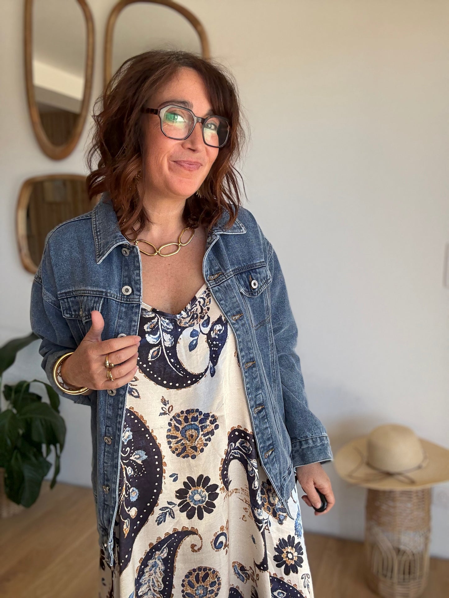 Robe longue marine satinée
