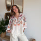 Chemise impression style broderies