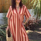 Robe midi terracotta stripe